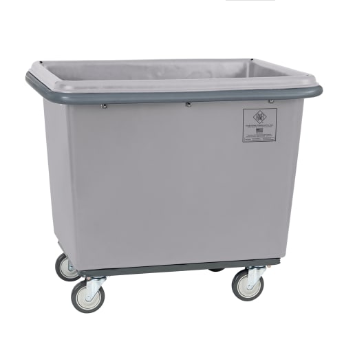 Chariot R&B Wire de 14 boisseaux en poly avec pare-chocs, toutes les roulettes pivotantes, gris